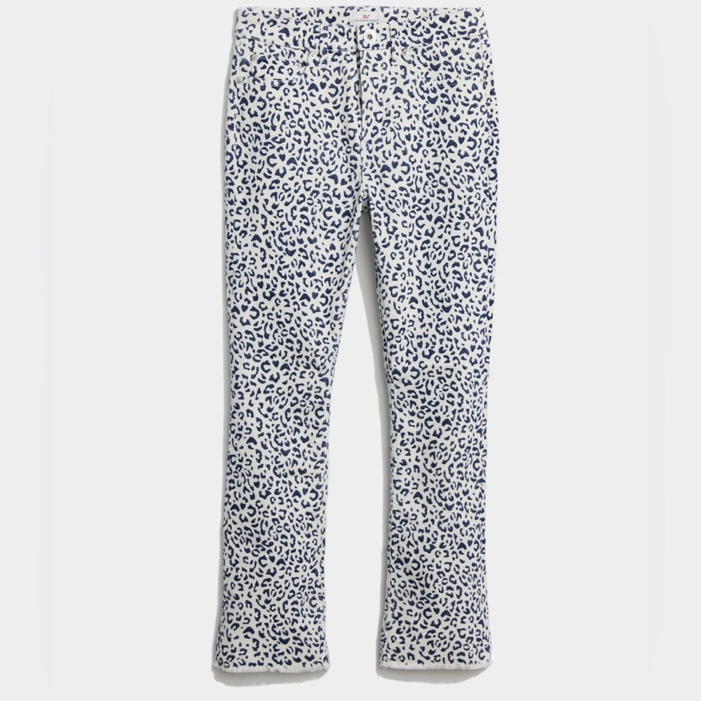 Vineyard Vines Jamie high rise kick flare animal print corduroy pants size 27